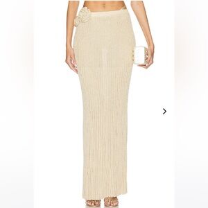 NWT! Lovers and Friends JOSEPHINE MAXI SKIRT in Tan & Gold